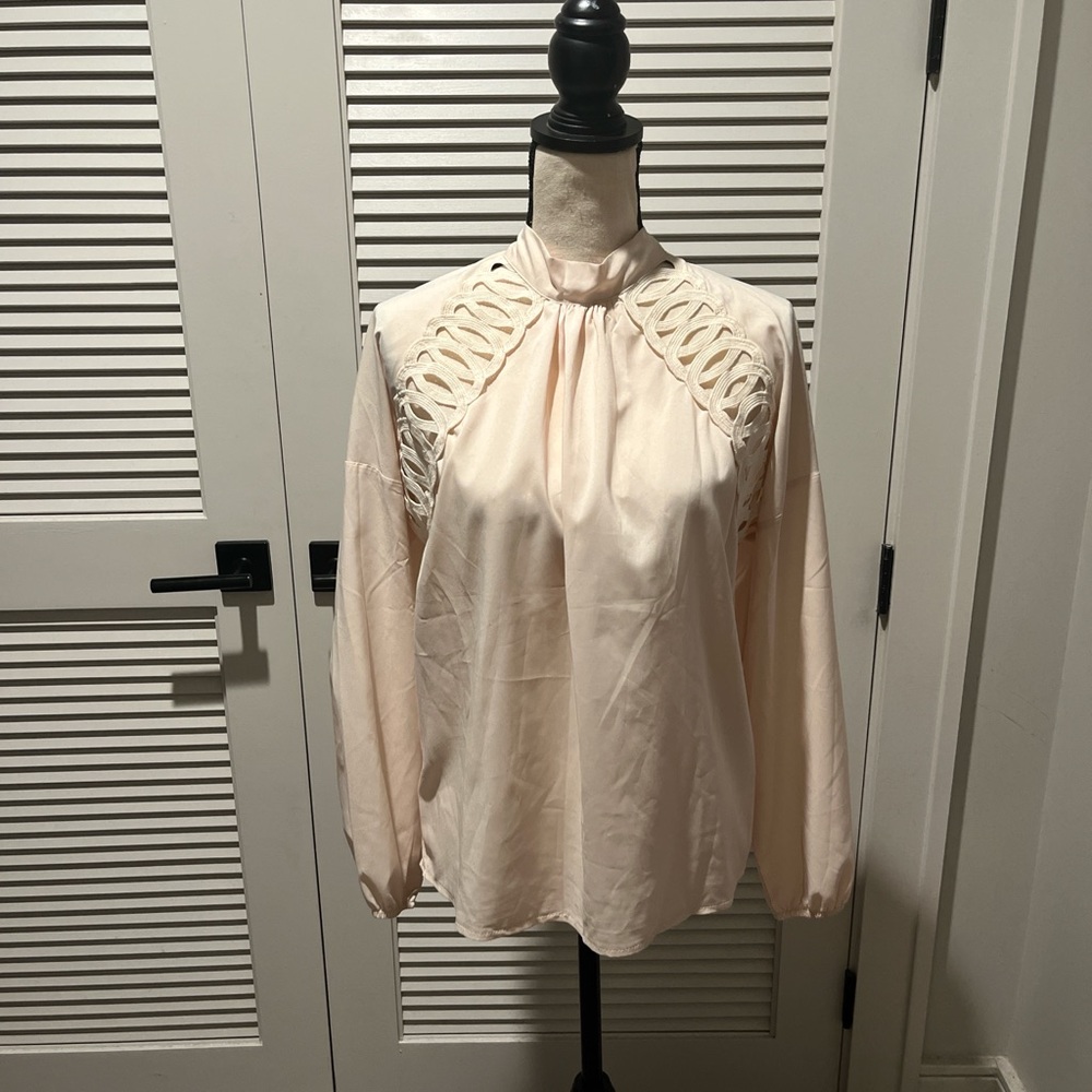 SHEIN Cream Blouse with Cutout Details